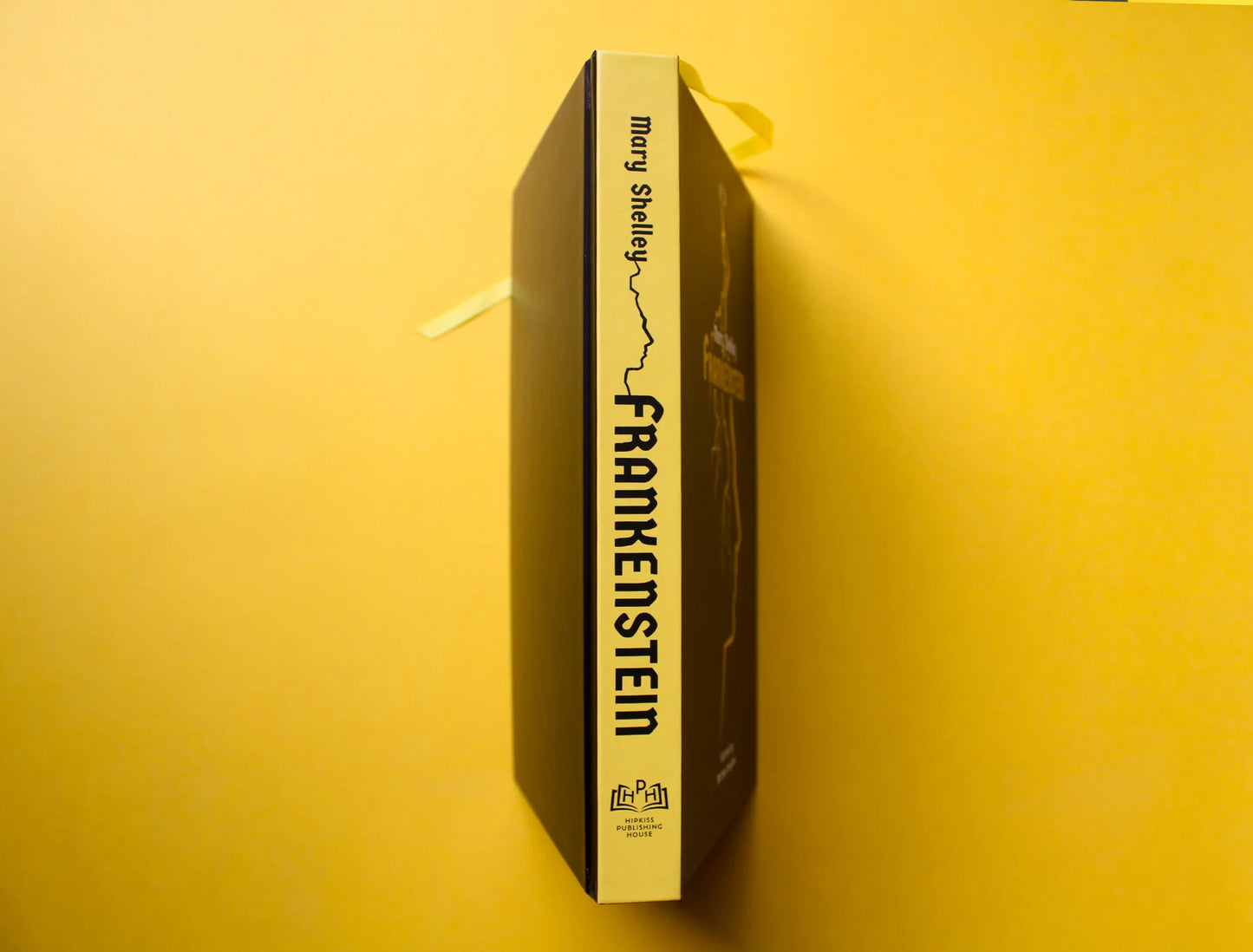 Frankenstein by Mary Shelley, illustrated by Matthew Broughton spine of our special edition.